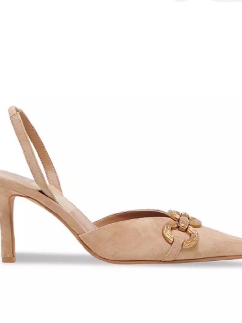 Dolce Vita Haylee Pointed Slingback Suede Pumps Gold Chain Detail Size 10 NWOT
